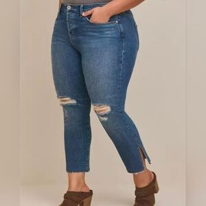 Torrid Straight Classic Denim Plus Size High Rise Ankle Studded Jeans Size 20R